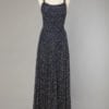 Robe longue1930 en tulle bleu marine à pois écrus