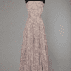 Robe longue en mousseline de soie rose imprimée 1950