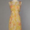 Robe de cocktail 1960 en mousseline imprimée perlée