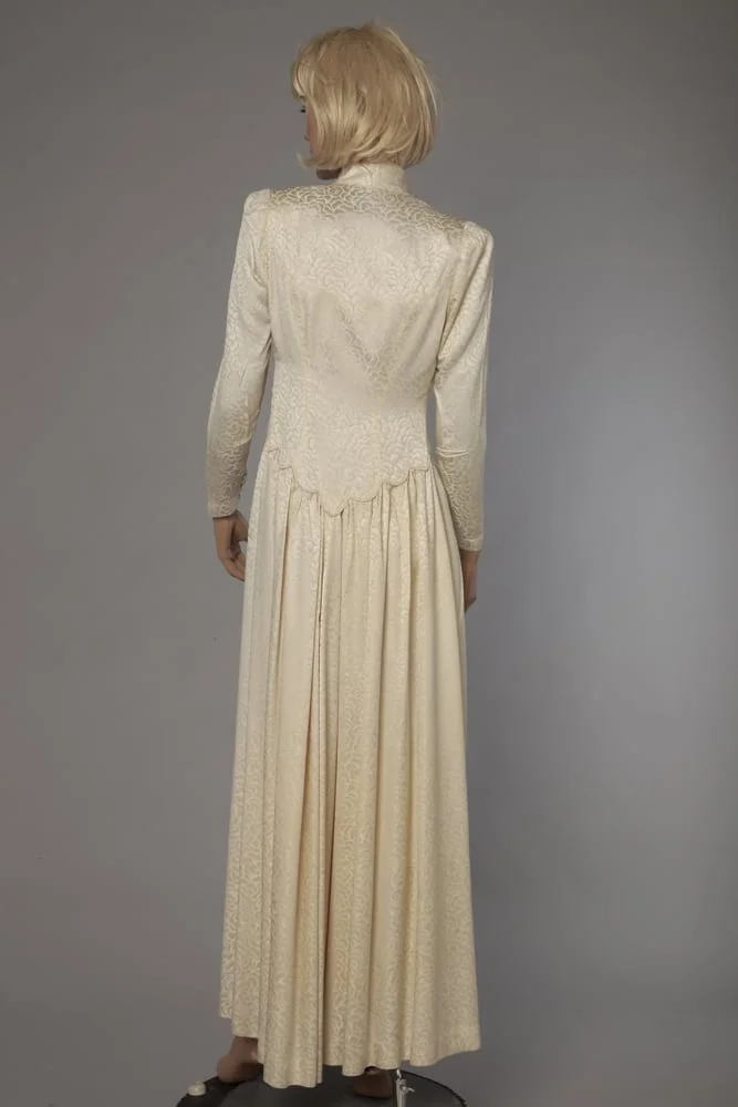 Robe de mariée 1940 en satin damassé ivoire – Image 5