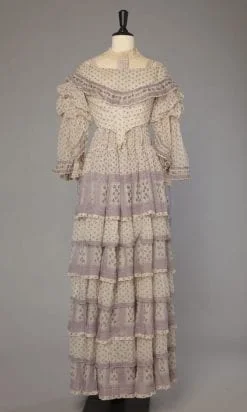 Ensemble 3 pièces en mousseline de coton imprimé début XIX