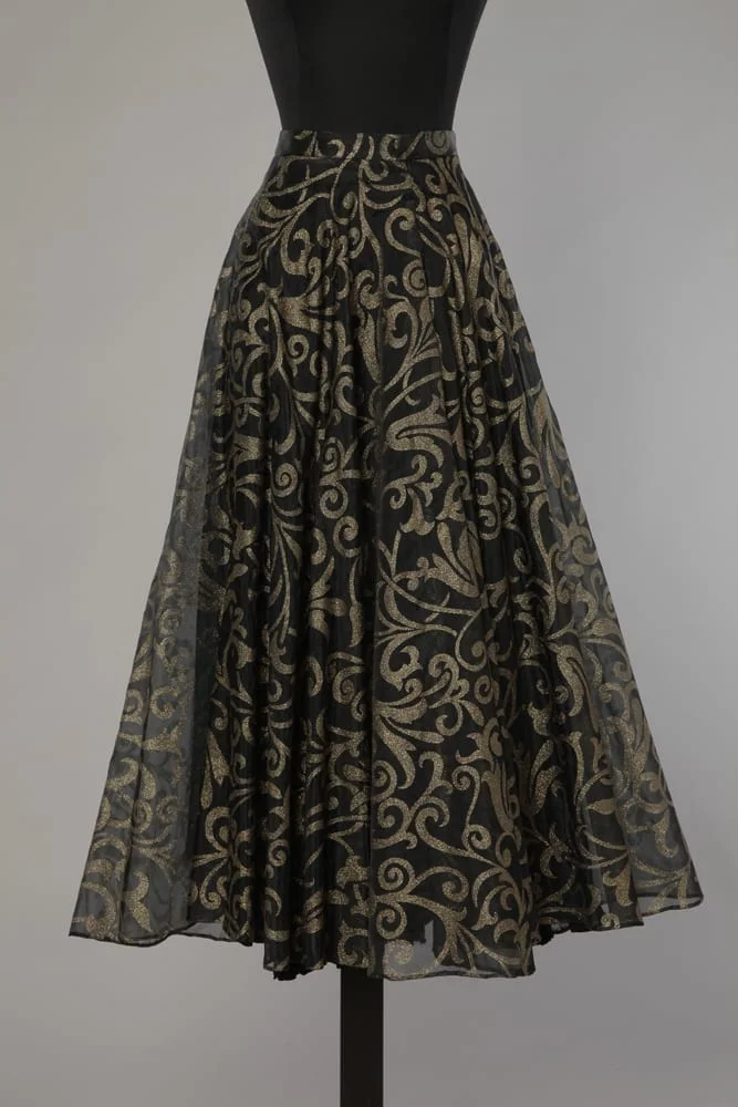 Jupe 1950 en organza noir et or