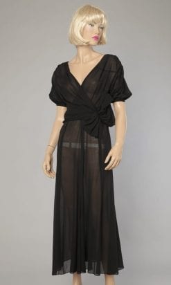 Robe en mouseline noire 1930 - 1940