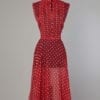 Robe 1950 en voile de nylon rouge à pois blancs