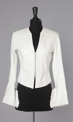 Blouson en cuir blanc 1990 Sitbon couture