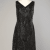Robe 1960 perlée et pailletée noire