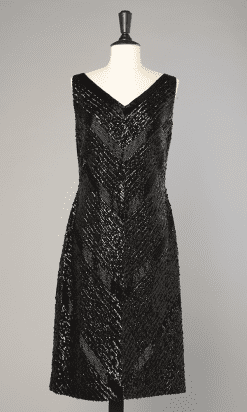 Robe 1960 perlée et pailletée noire