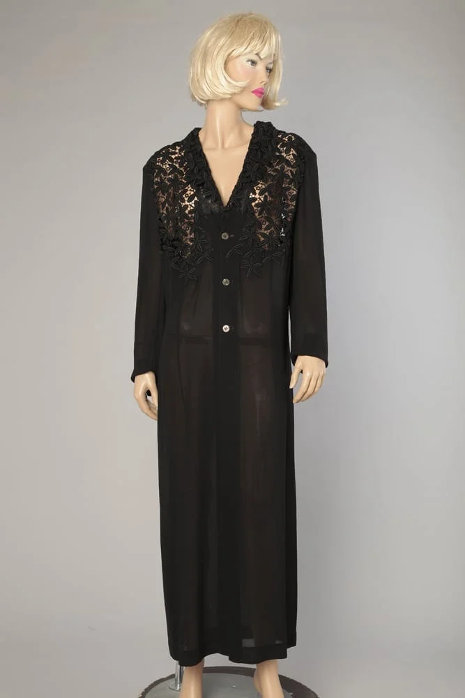 Robe en mousseline et guipure noire griffé Comme des Garçons