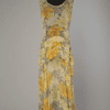Robe 1930 en mousseline jaune imprimée de fleurs