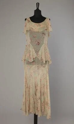 Robe d'après midi en mousseline imprimée 1930