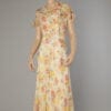 Longue robe 1930 en mousseline imprimée de fleurs des champs