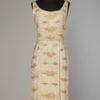 Robe 1960 brodée de perles de verre or et argenté