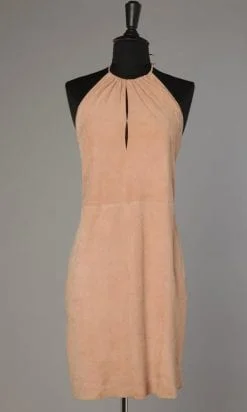 Robe Céline sans manches en daim rose