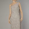 Robe 1960 en mousseline de soie grise brodée de perles griffée Fercioni