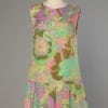 Robe en soie imprimée de fleurs abstraites 1960 - 1970
