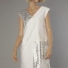 Robe vintage Courrèges en coton blanc thermocollé de carreaux argentés
