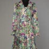 Robe 1960 - 1970 en soie imprimée griffée Gilda