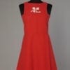 Robe d'été 1960 - 1970 en coton rouge Courrège