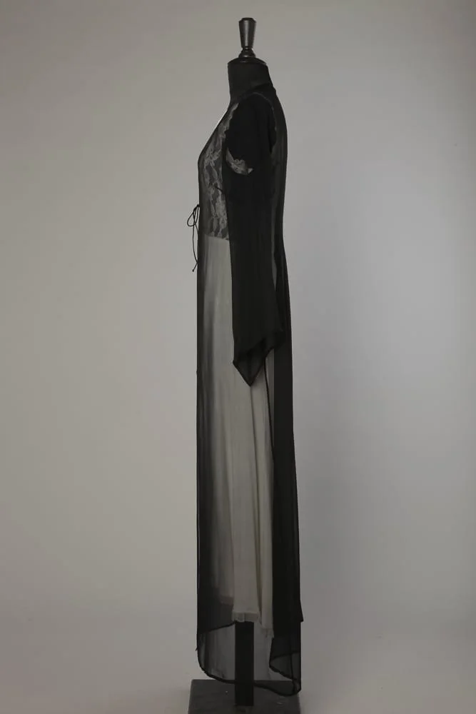 Déshabillé en mousseline de soie noir – Image 4