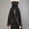 Robe bustier 1950 en faille à pois noirs doublée de satin rose