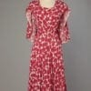 Robe 1940 et lin et coton imprimé rouge et blanc