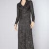 Robe longue 1930 en satin noir lamé argent