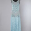 Robe longue en mousseline de soie bleue et dentelle 1930