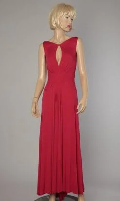 Robe longue en jersey de soie rouge