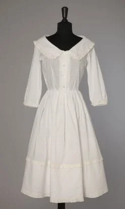 Robe 1950 en coton blanc griffée Lempereur