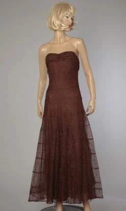 Robe bustier 1930 en dentelle marron