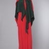 Robe longue en soie rouge et verte Madame Grès