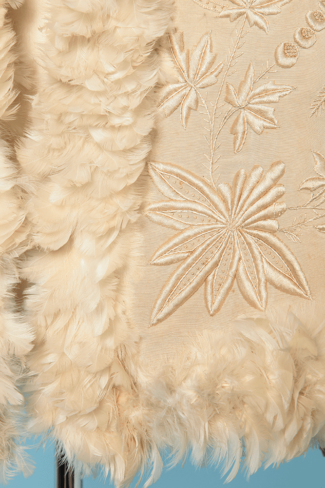 Visite XIX en reps de soie ivoire brodée et garnie de franges – Image 2