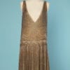 Robe 1925 en voile de coton jaune brodée de perles et strass