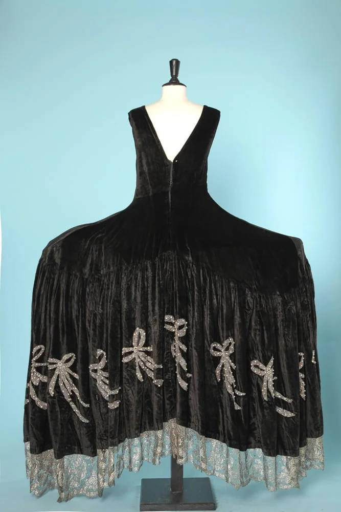 Spectaculaire robe 1925 de théatre en velours brodée de strass – Image 5