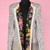 Veste en tricot brodée de paillettes et perles argentées doublée de soie, Christian Dior