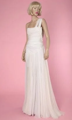 Robe longue en mousseline de soie blanche de mariée Christian Dior