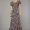 Robe longue 1940 en voile imprimé
