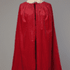 Cape en velours de soie rouge et col en fourrure