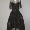 Robe du soir 1920 en faille de soie noire, tulle de soie et strass