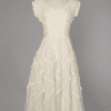 Robe 1950 en organdi blanc plissé à volants