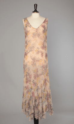 Robe longue en mousseline 1930 et strass incrustés