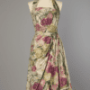 Robe de cocktail 1950 en shintz imprimé et pailleté