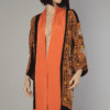 Peignoir en soie imprimé orange et noir 1925