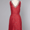 Robe en soie rouge plissée Nina Ricci 1960 - 1970