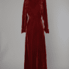 Robe longue 1930 en velours de soie pain brulé