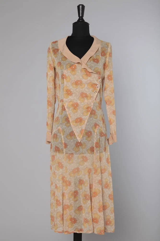 Robe en mousseline de coton imprimée 1920