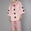 Costume de pierrot en satin duchesse rose