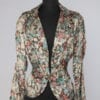 Veste 1930 en soie lamé argent et jacquard de fleurs