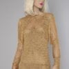 Pull tunique en maille lurex doré et chaînes dorées griffé Loris Azzaro