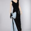 n2404_robe_en_velours_noir_et_gros_noeud_bleu_a_pois_or_et_noir_taille38_pic001